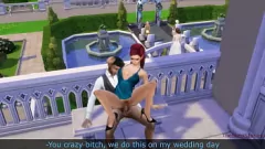 تشغيل The Sims 4: Groom's Secret Outdoor Sex مع عشيقة قبل الزواج